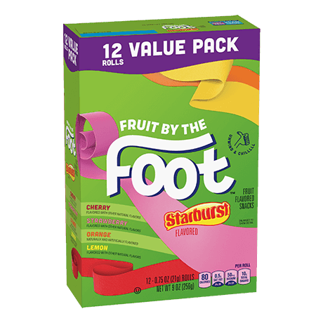 Fruit by the Foot 12 rolls Cherry, Strawberry, Orange, Lemon Variety Pack, front of pack