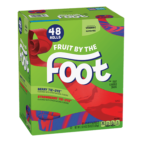 Fruit by the Foot 48 rolls Berry Tie Dye, Strawberry Tie Dye Variety Pack, front of pack